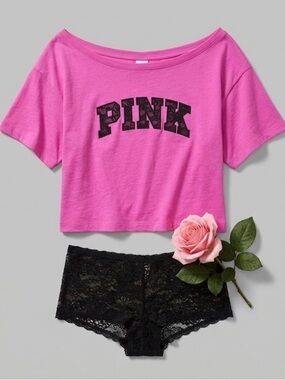 PINK Cotton Slouchy Tee & Panty Set